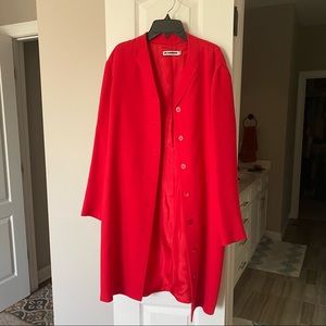Jill Sander 100% Silk Red Coat size 42 US 6-8
